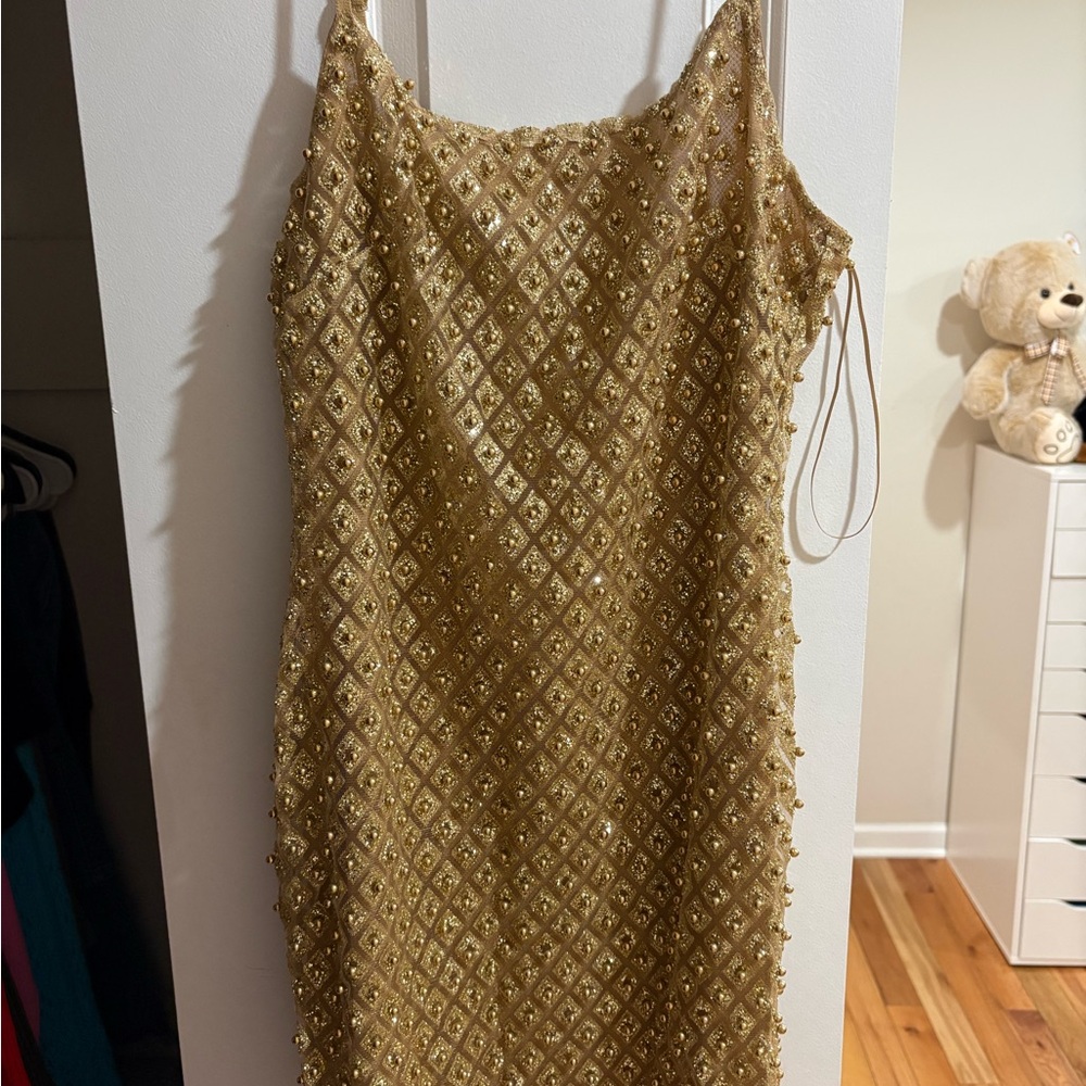 Gold Beaded Slip Dress - Women